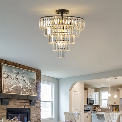 20" Black Crystal Flush Mount Chandelier, 10-Light - view 4