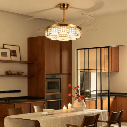 48" Gold Retractable Blade Ceiling Fan with Light & Remote - view 19