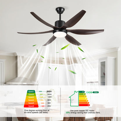 56" Matte Black 6-Blade Ceiling Fan with Remote - view 11