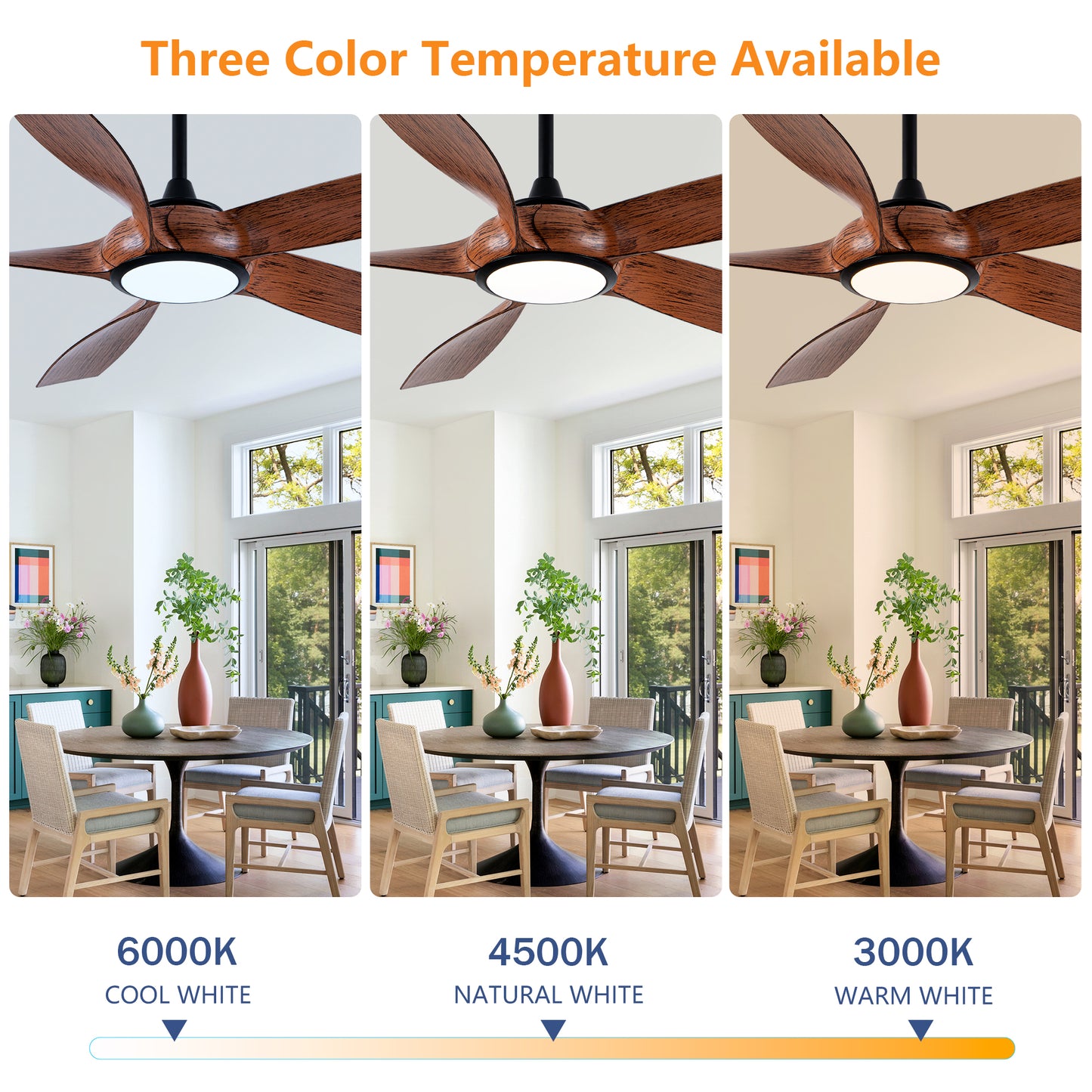56" 5-Blade Matte Black & Wood Ceiling Fan with Remote - view 11