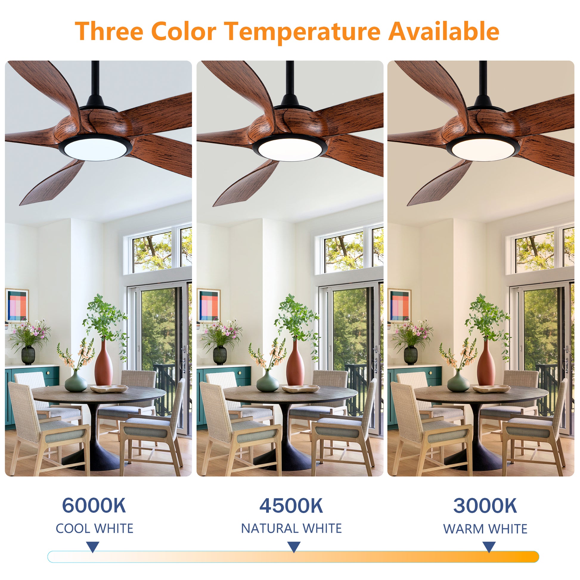 56" 5-Blade Matte Black & Wood Ceiling Fan with Remote - view 11