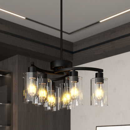 6-Light Black Farmhouse Chandelier with Clear Glass - view 6