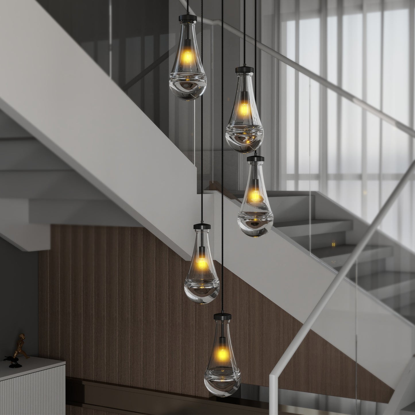 5-Light Black Cluster Pendant Chandelier - view 3