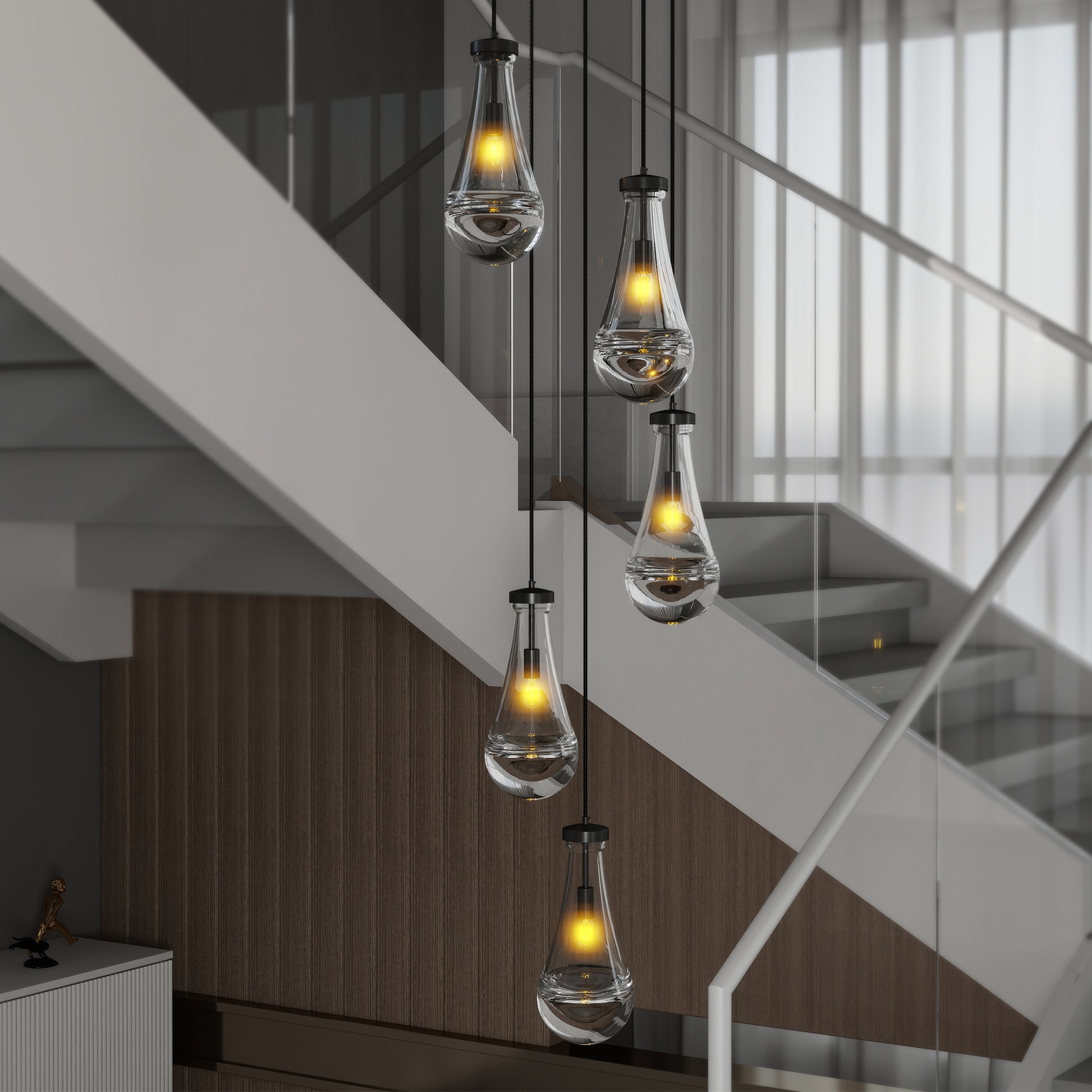 5-Light Black Cluster Pendant Chandelier - view 3