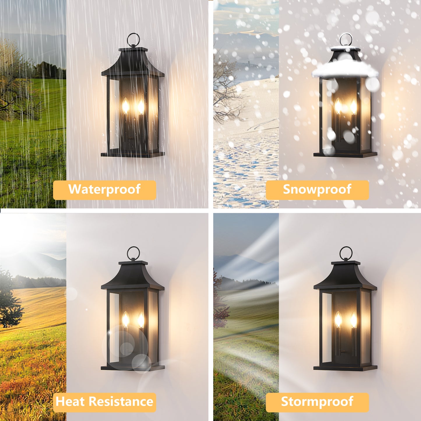22" Black 2-Light Outdoor Wall Light with Glass - view 5