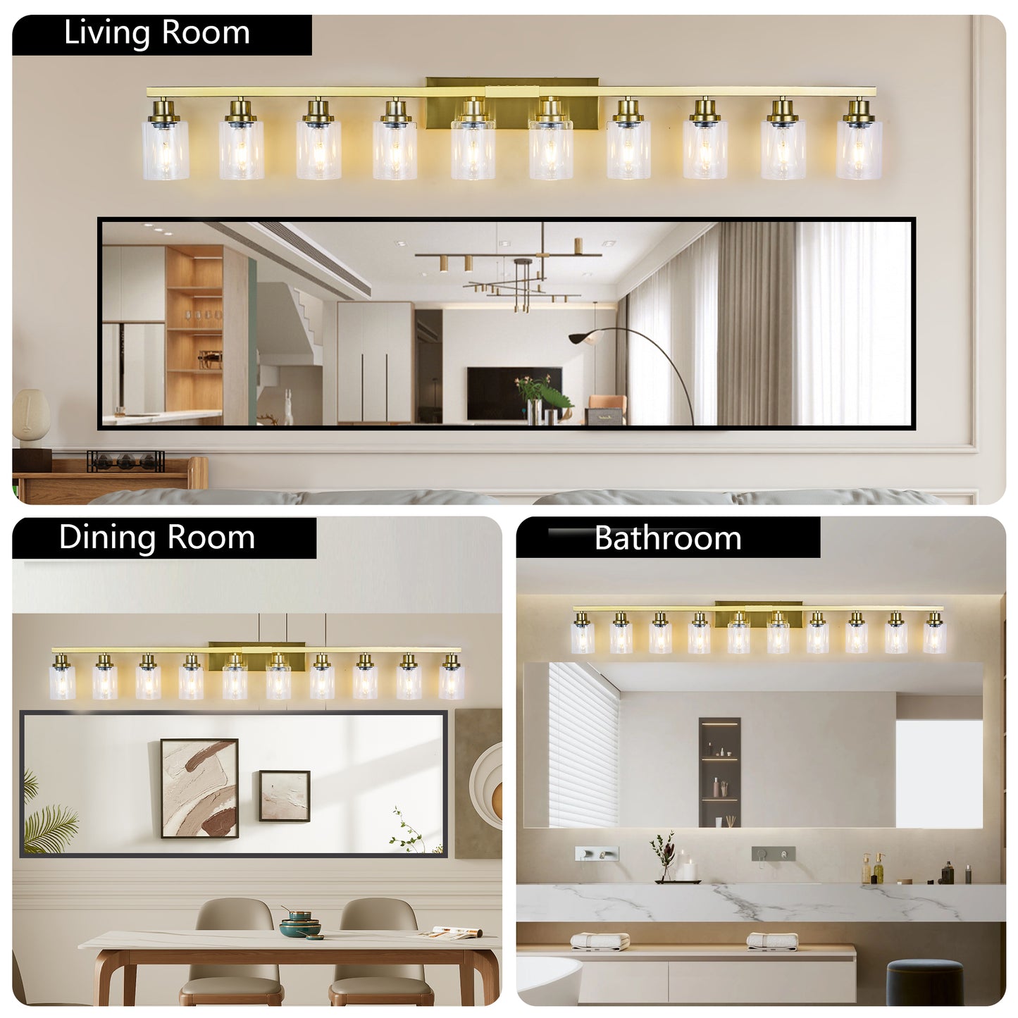 52" 10-Light Gold Bathroom Vanity Light - view 5