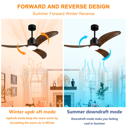 52" Matte Black & Wood Ceiling Fan with Dimmable LED - view 21