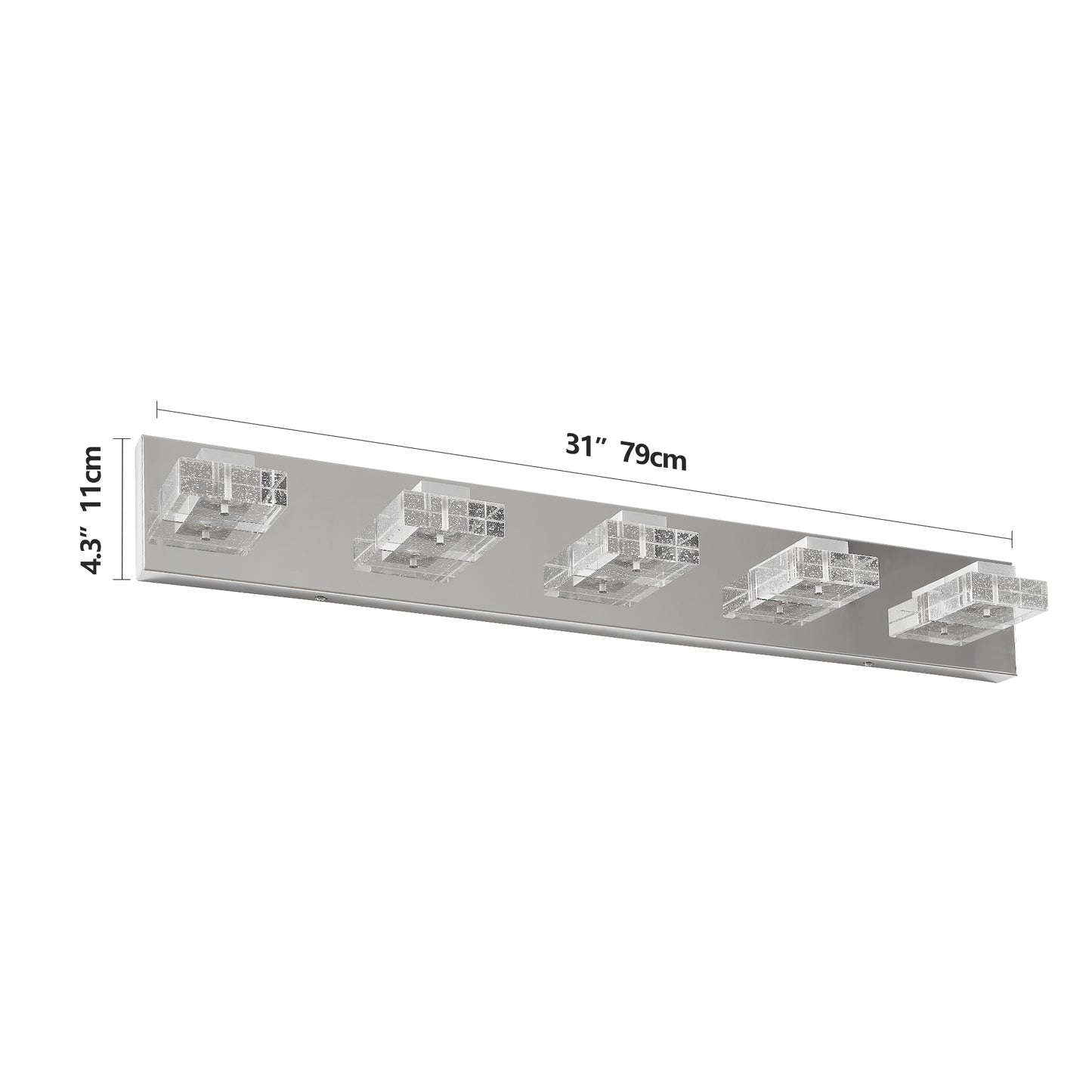 31" 5-Light Chrome LED Vanity Light with Acrylic Shades - view 7