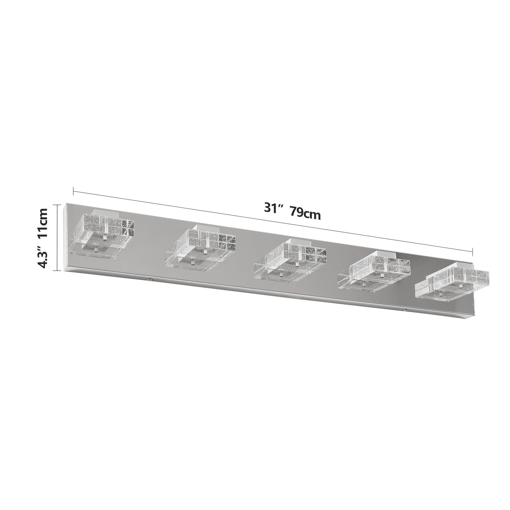 31" 5-Light Chrome LED Vanity Light with Acrylic Shades - view 7