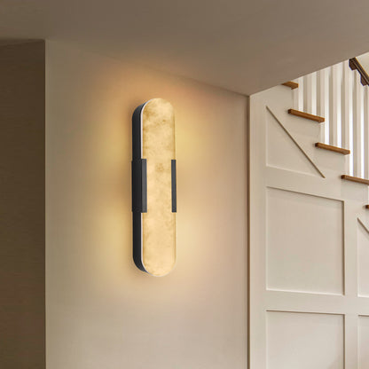 19.7" Natural Marble Black Wall Sconce, Set of 2