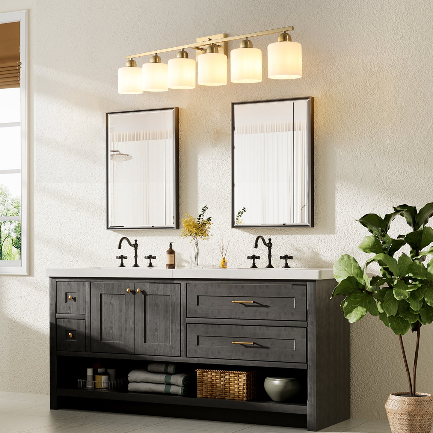 38" 6-Light Brushed Gold Vanity Wall Light - view 3