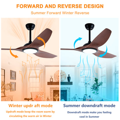 52" Matte Black & Wood Ceiling Fan with Remote - view 8