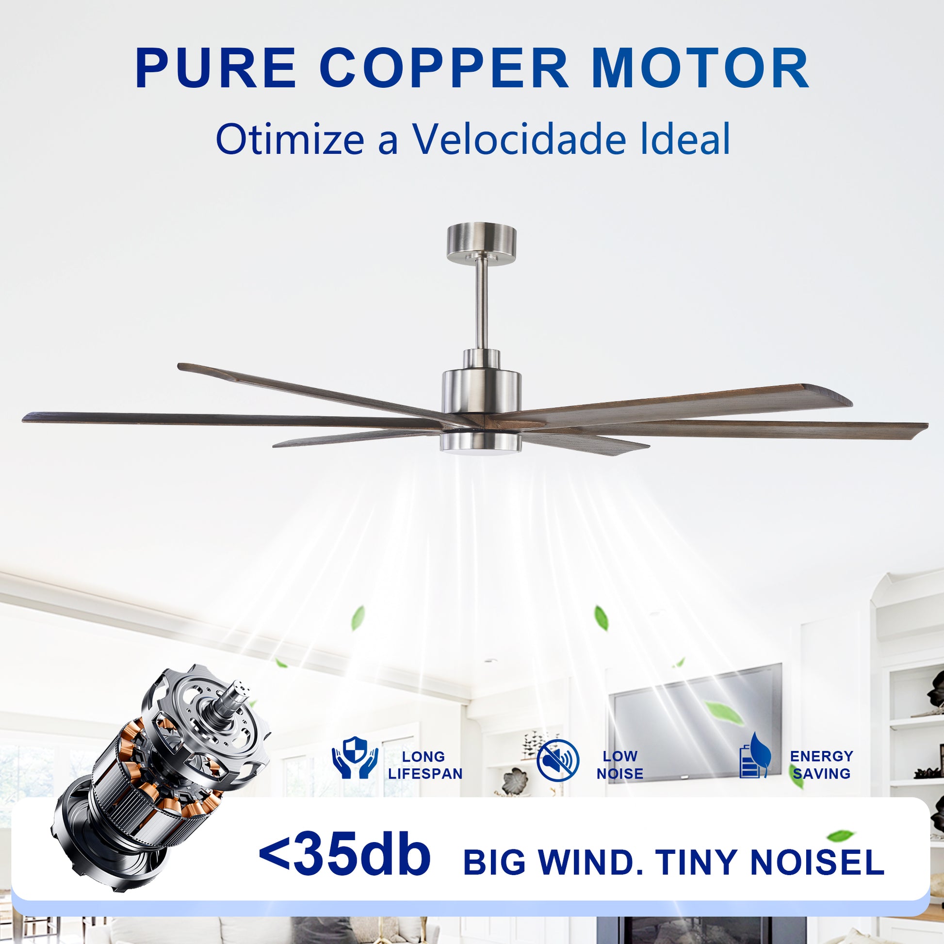 70" Nickel Finish Ceiling Fan with Light - view 14