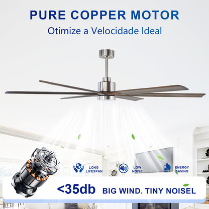 70" Nickel Finish Ceiling Fan with Light - view 14