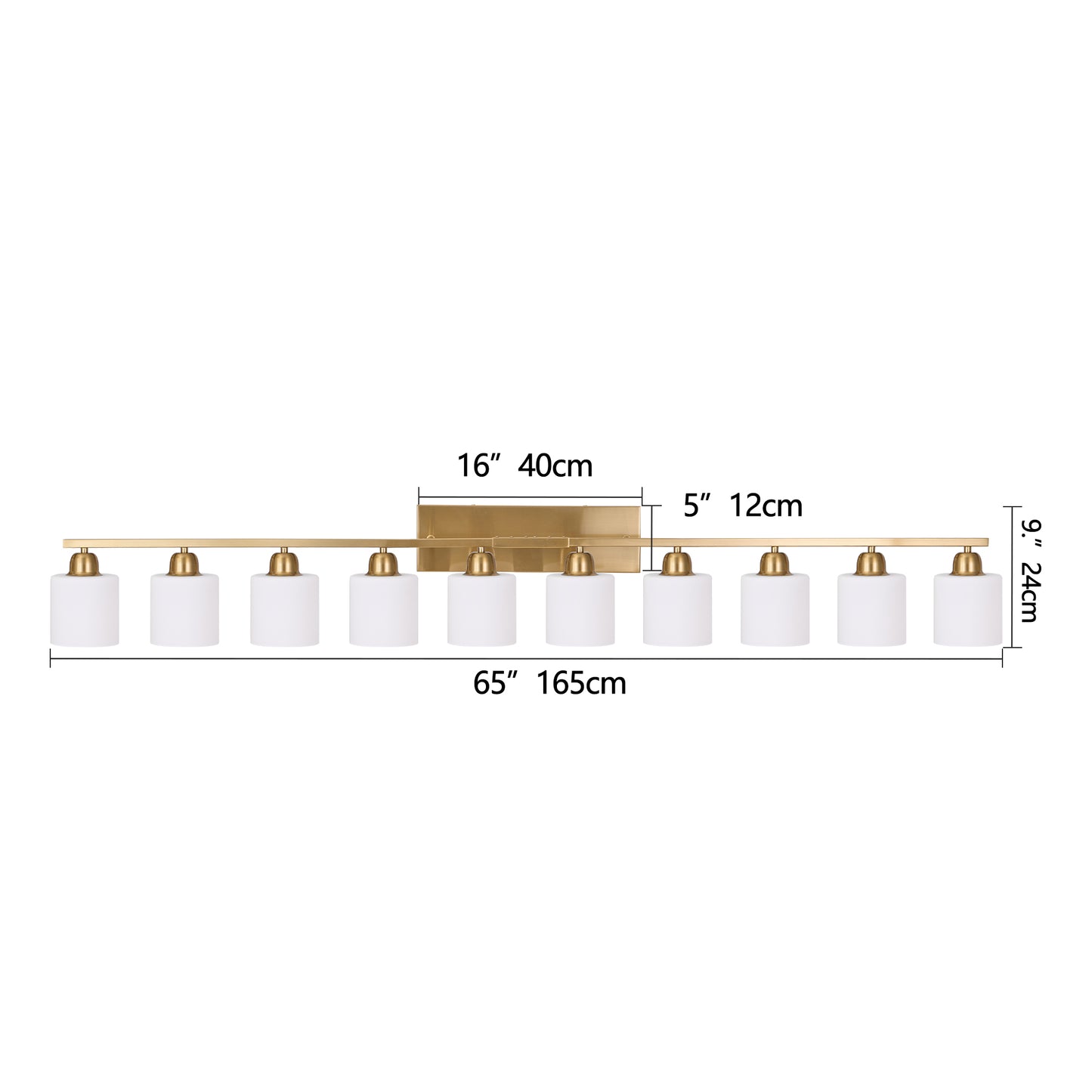 65" Gold Vanity Light with Milky White Glass - view 7