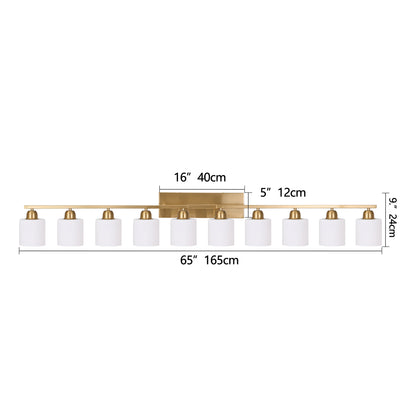 65" Gold Vanity Light with Milky White Glass - view 7