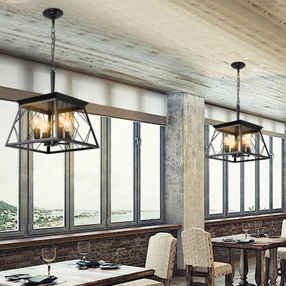 16" 4-Light Black Industrial Cage Chandelier - view 5