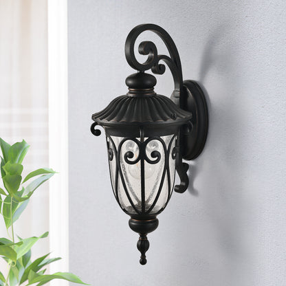 23"H Black Outdoor Wall Lantern with Bubble Glass - view 4