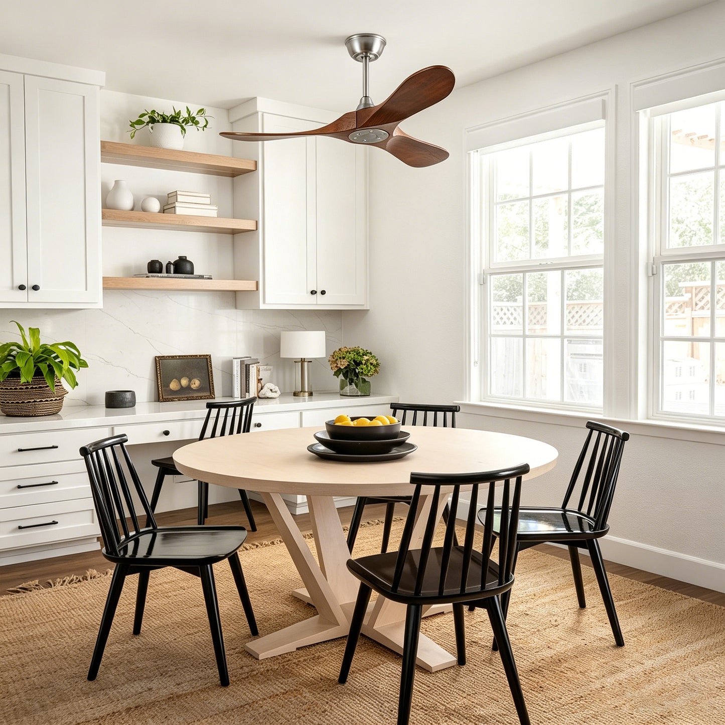 42" Satin Nickel Solid Wood Ceiling Fan with Remote - view 7