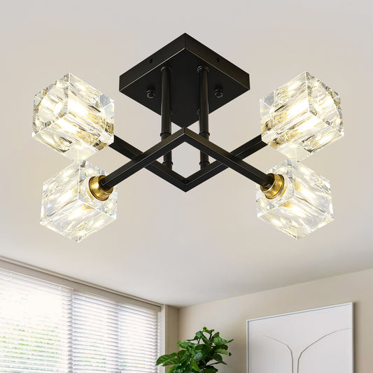 Matte Black Crystal Chandelier