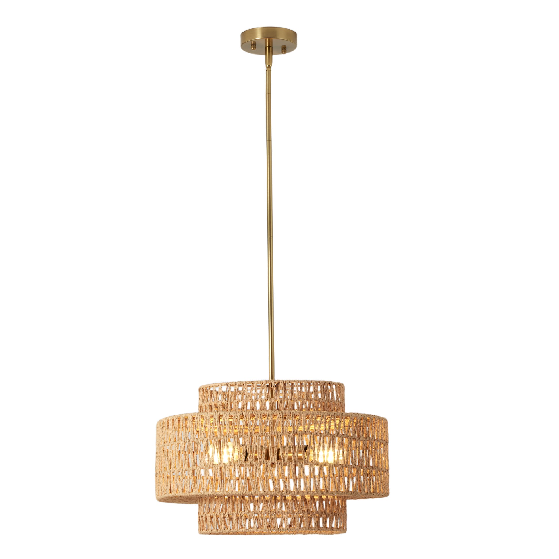 17.7" 4-Light Boho Rattan Woven Chandelier - view 9
