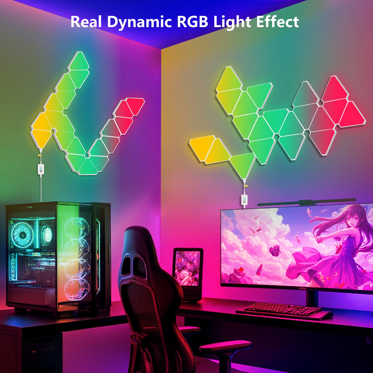 RGB Triangular LED Wall Light Panels, Set of 20 - view 2