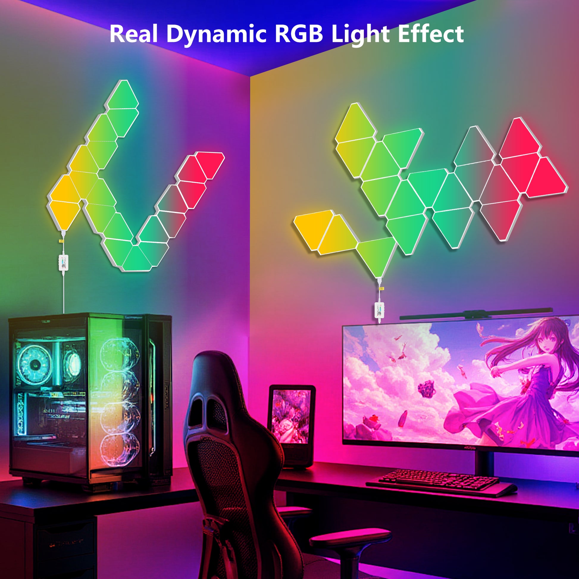 RGB Triangular LED Wall Light Panels, Set of 20 - view 2