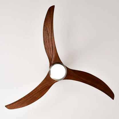 52" Satin Nickel & Walnut Ceiling Fan with Light & Remote - view 16