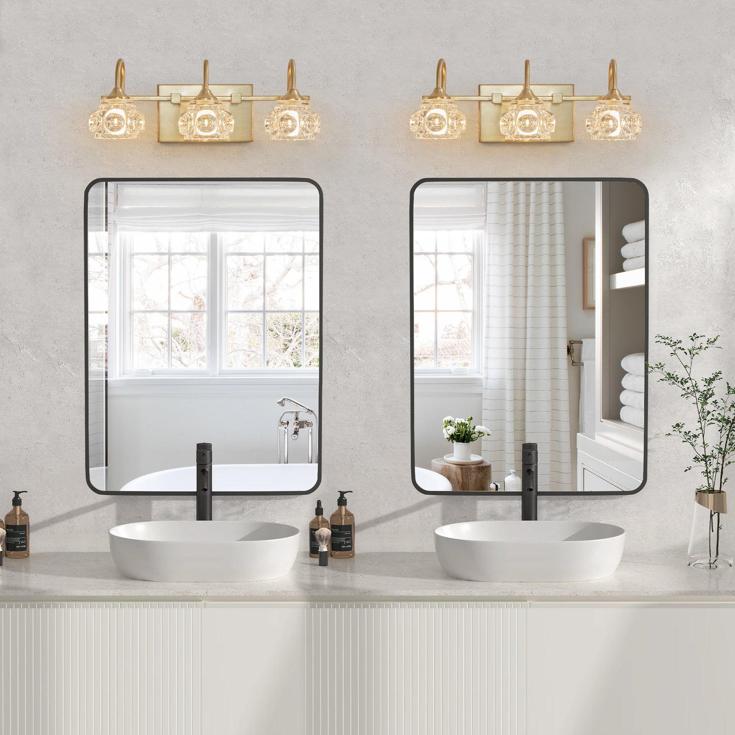 17" 3-Light Gold Crystal Vanity Wall Light