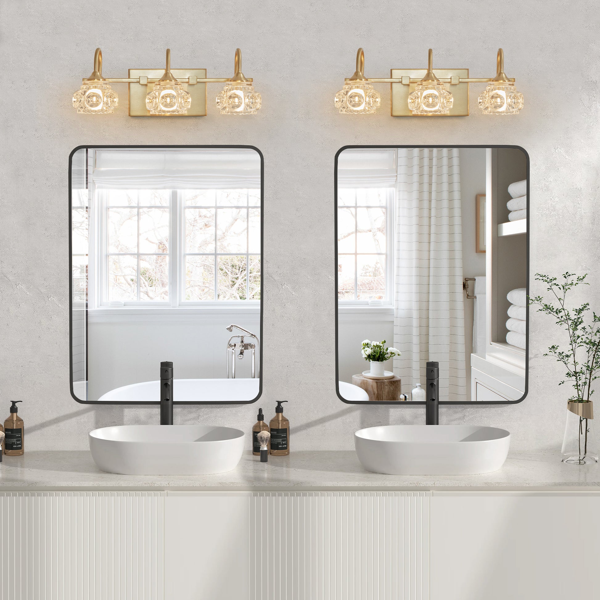 17" 3-Light Gold Crystal Vanity Wall Light