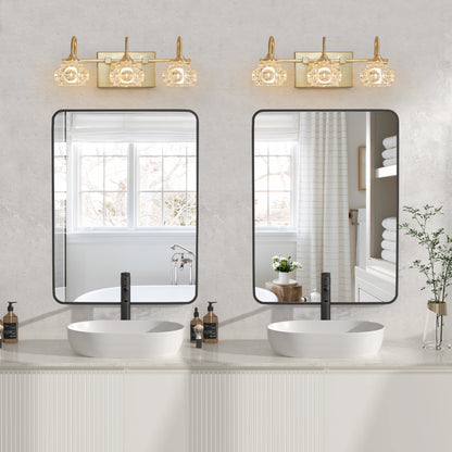 17" 3-Light Gold Crystal Vanity Wall Light