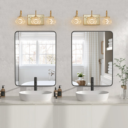 17" 3-Light Gold Crystal Vanity Wall Light