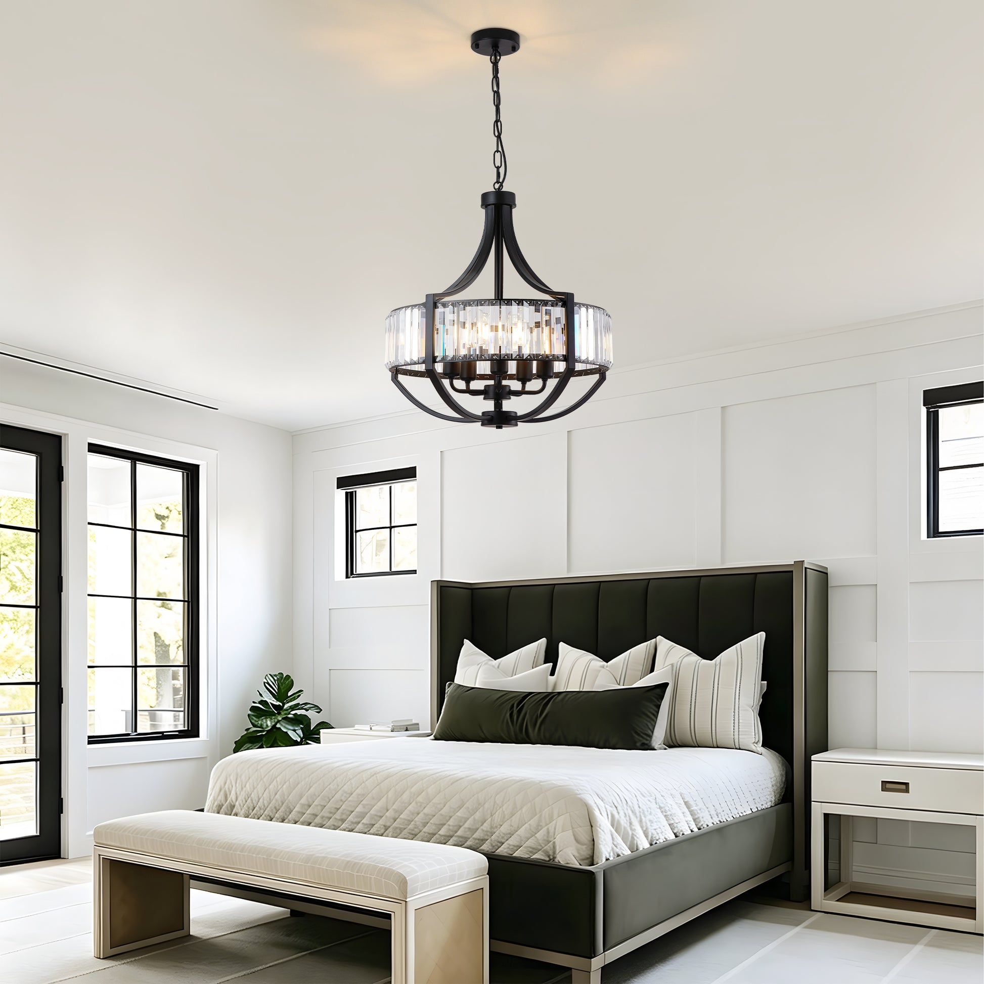 20" 5-Light Black Farmhouse Crystal Chandelier - view 2