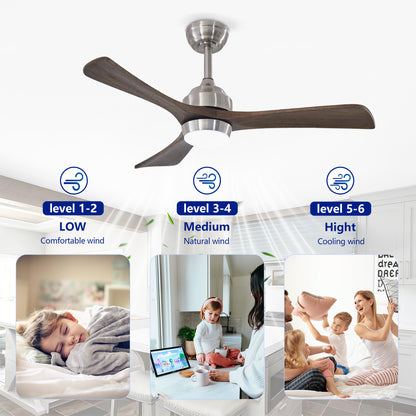 42" Nickel Solid Wood Ceiling Fan with Remote - view 13