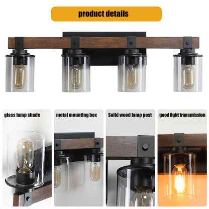 27" 4-Light Farmhouse Vanity Light with Wood Accents - view 7