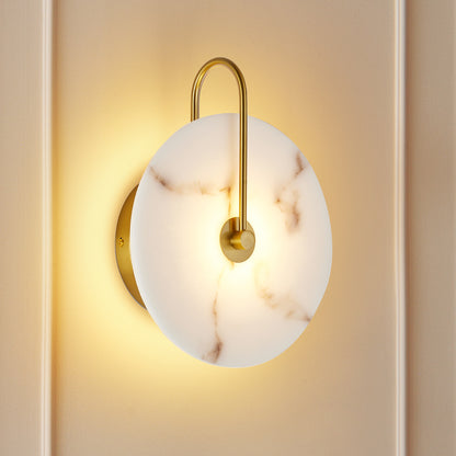 9.8" Gold Round Alabaster LED Wall Sconce