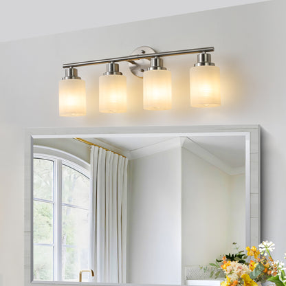24" 4-Light Brushed Nickel Vanity Light with Frosted Glass - view 4