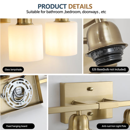 5-Light Gold Vanity Wall Light with Frosted Glass - view 7
