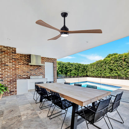 62" Matte Black 3-Blade Solid Wood Ceiling Fan with Remote - view 5