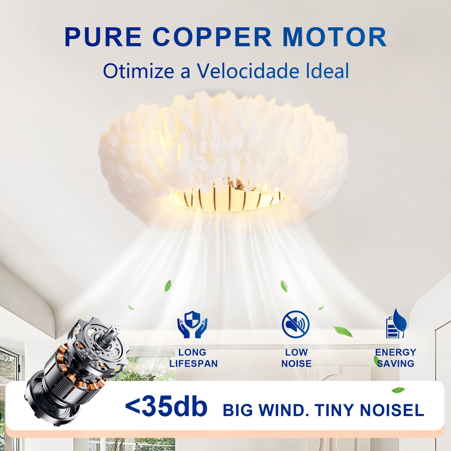 20" White Feather Caged Ceiling Fan with Remote - view 16