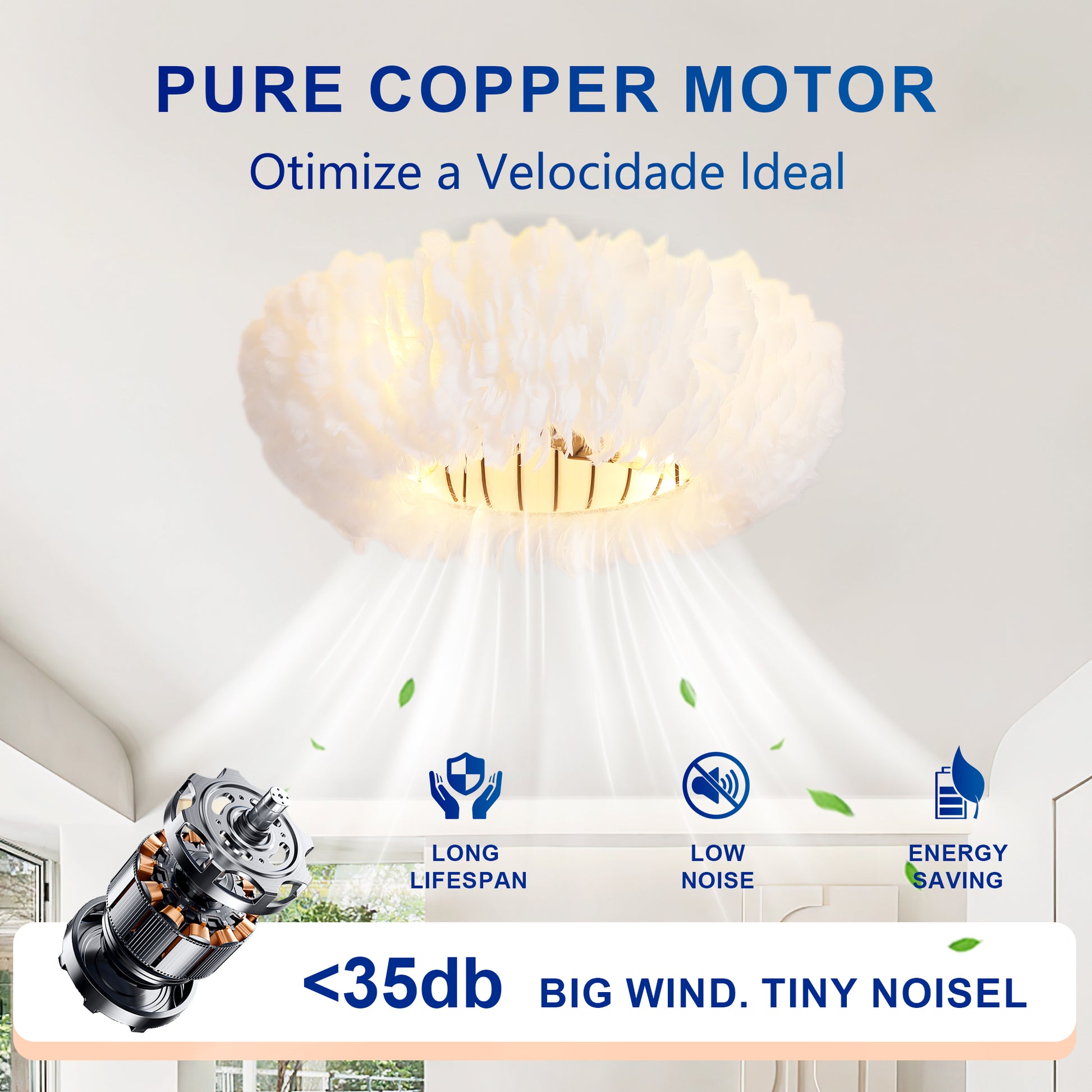 20" White Feather Caged Ceiling Fan with Remote - view 16
