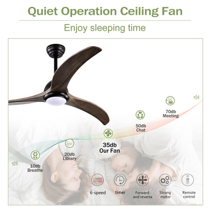 52" Matte Black Solid Wood Ceiling Fan with Remote - view 12
