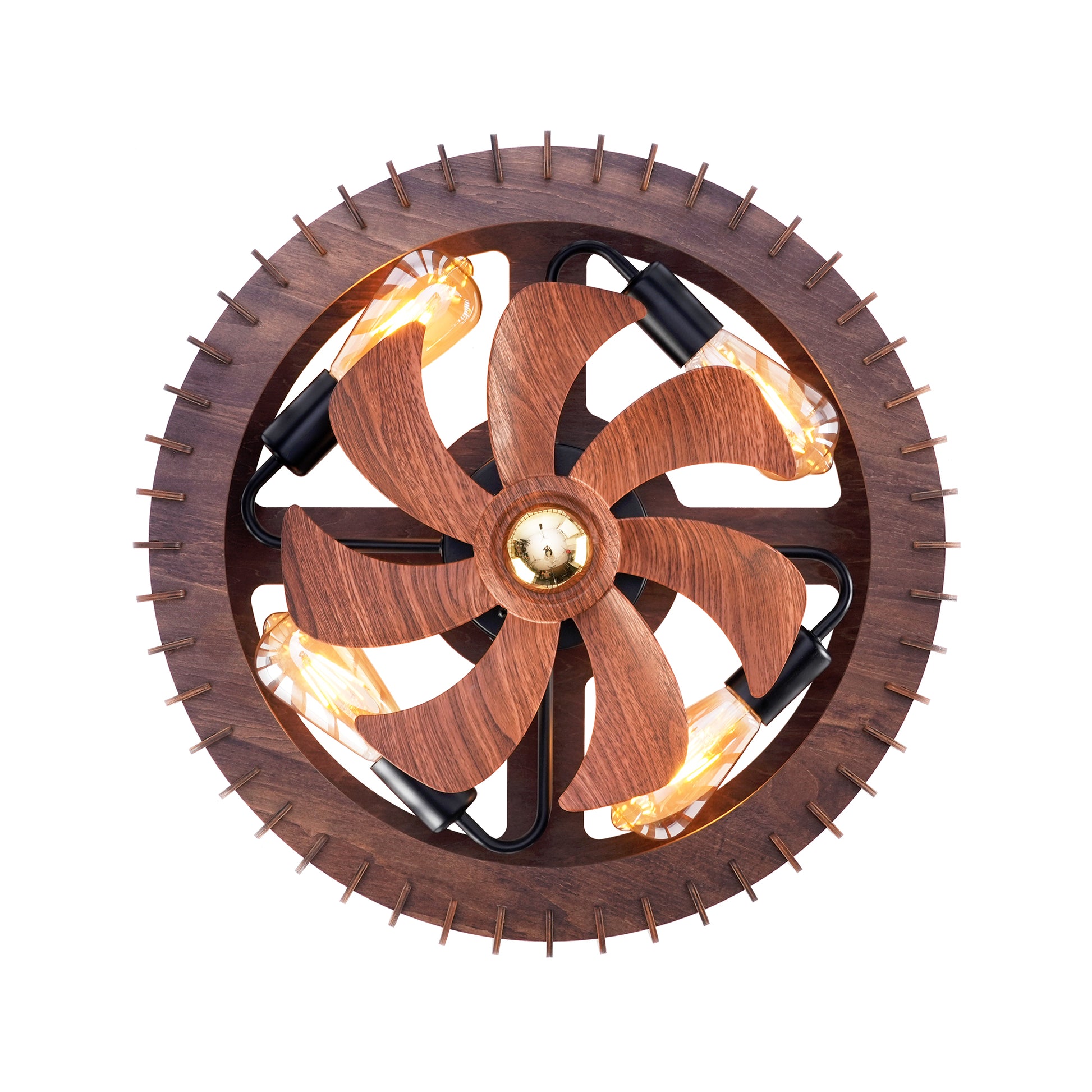 20" Wood Flush Mount Ceiling Fan with Remote - view 18