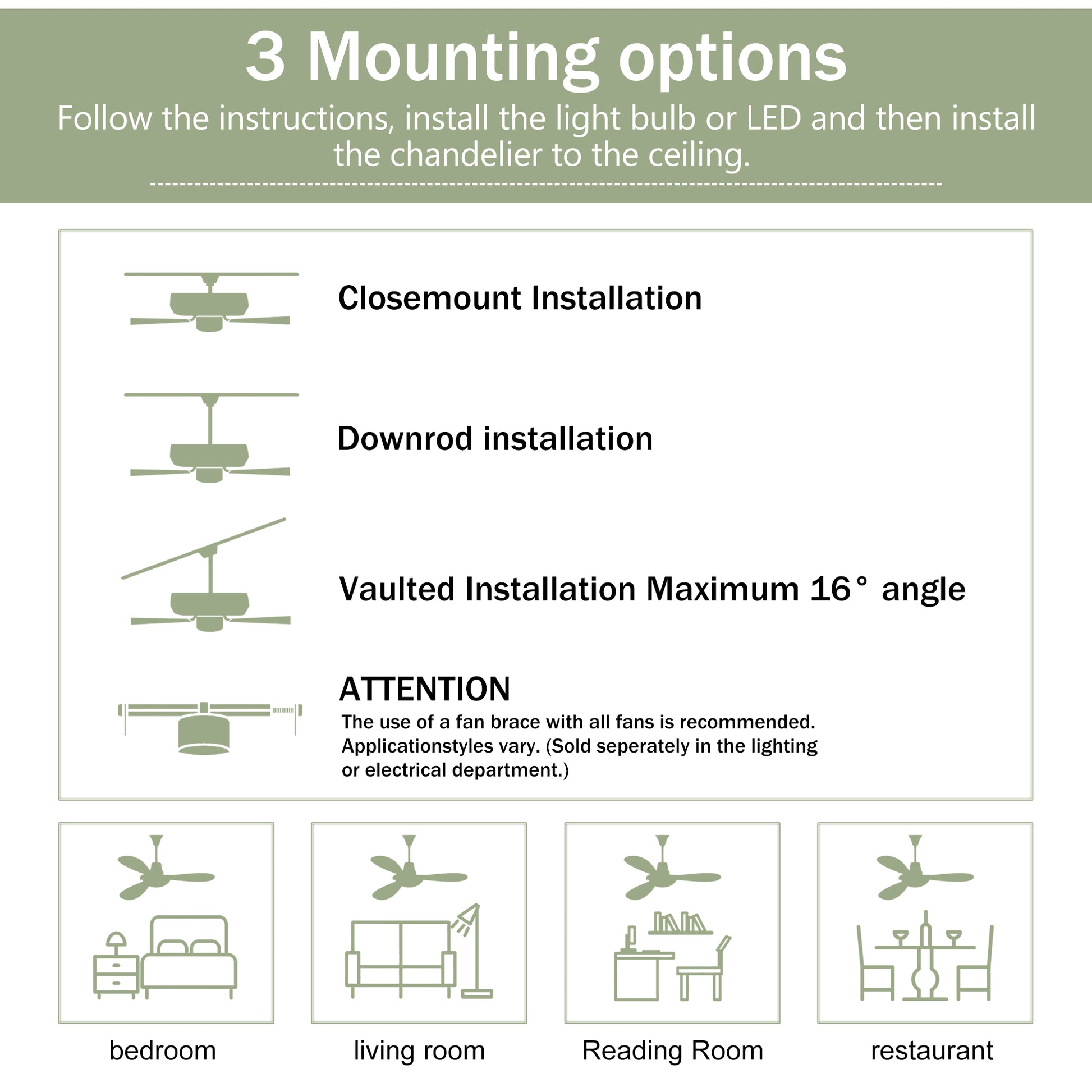 52" Satin Nickel & Walnut Ceiling Fan with Light & Remote - view 14
