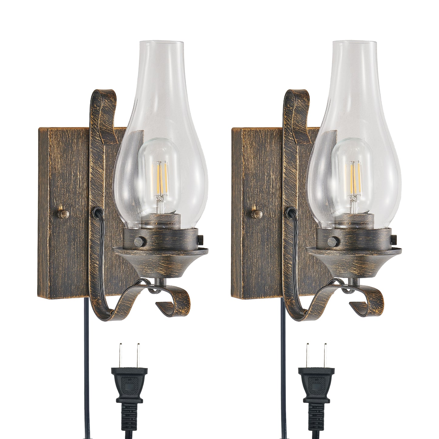 Black & Gold Farmhouse Plug-In Wall Sconce, Set of 2 - view 11