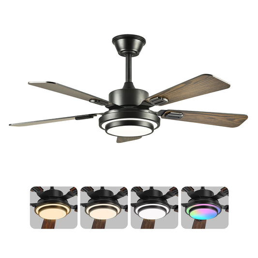 42" Matte Black Ceiling Fan with Dimmable LED Light