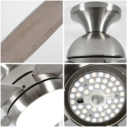 52" Satin Nickel Plywood Blade Ceiling Fan with Remote - view 12