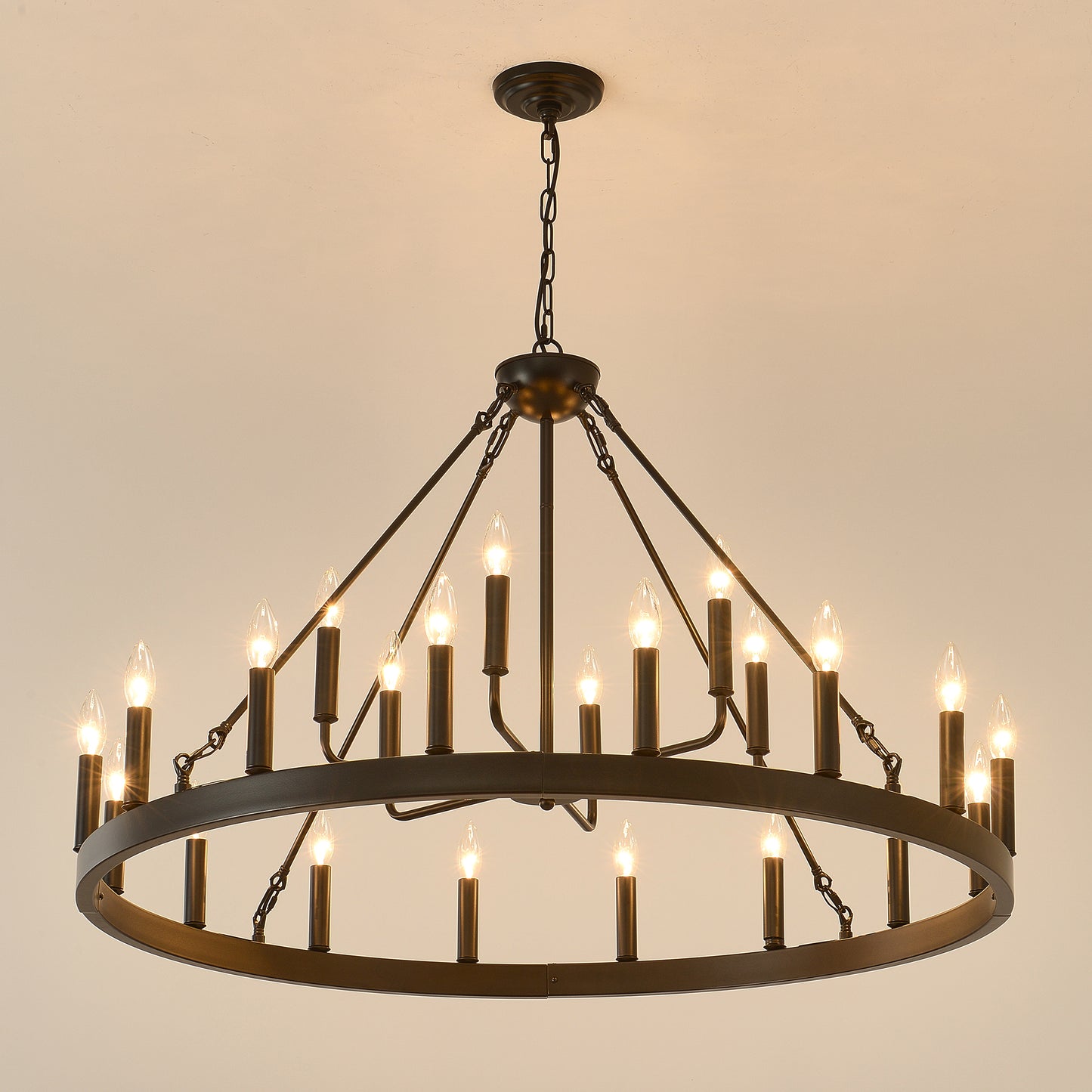 40" 2-Tier Wagon Wheel Farmhouse Chandelier, 22-Light - view 12
