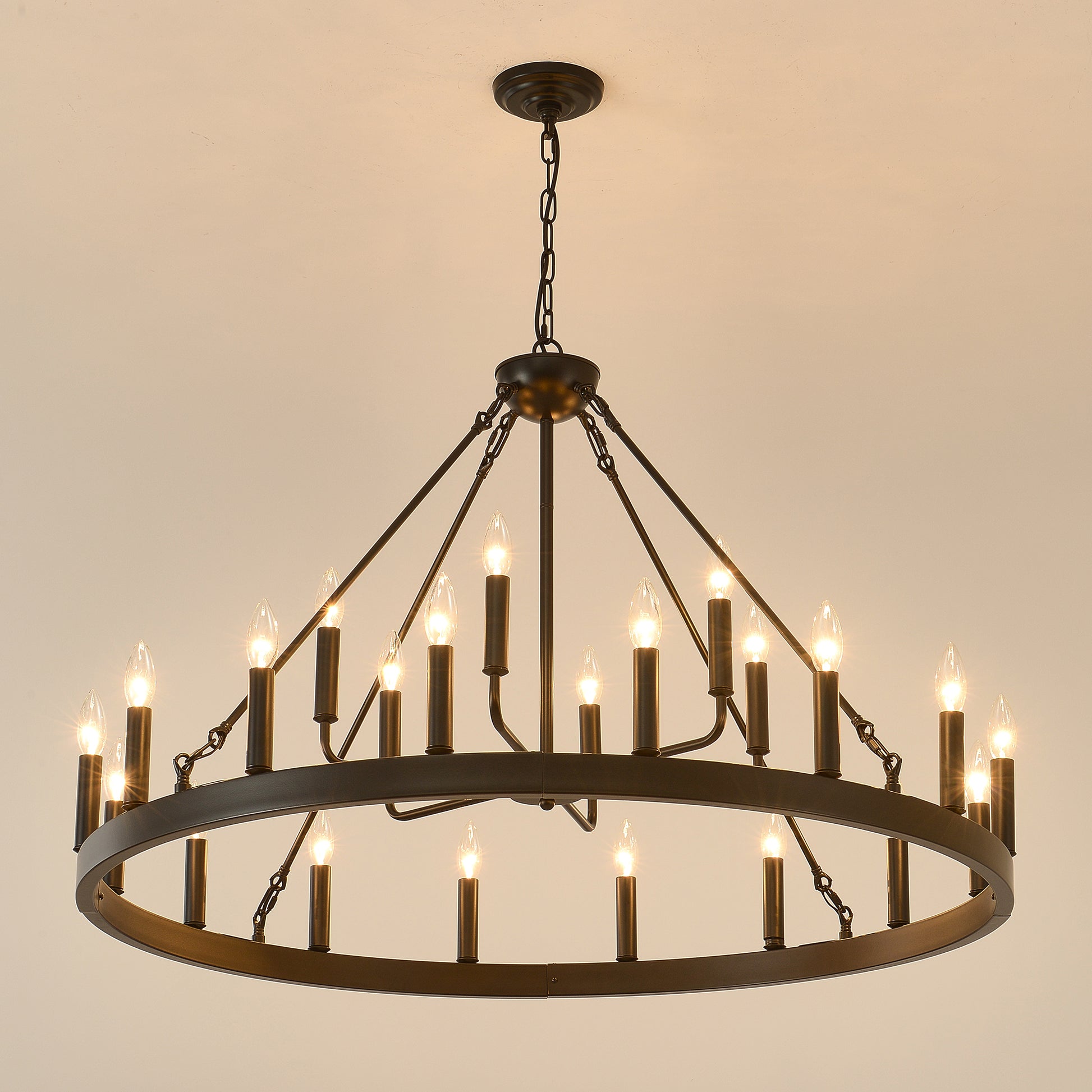 40" 2-Tier Wagon Wheel Farmhouse Chandelier, 22-Light - view 12