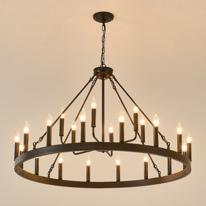 40" 2-Tier Wagon Wheel Farmhouse Chandelier, 22-Light - view 12